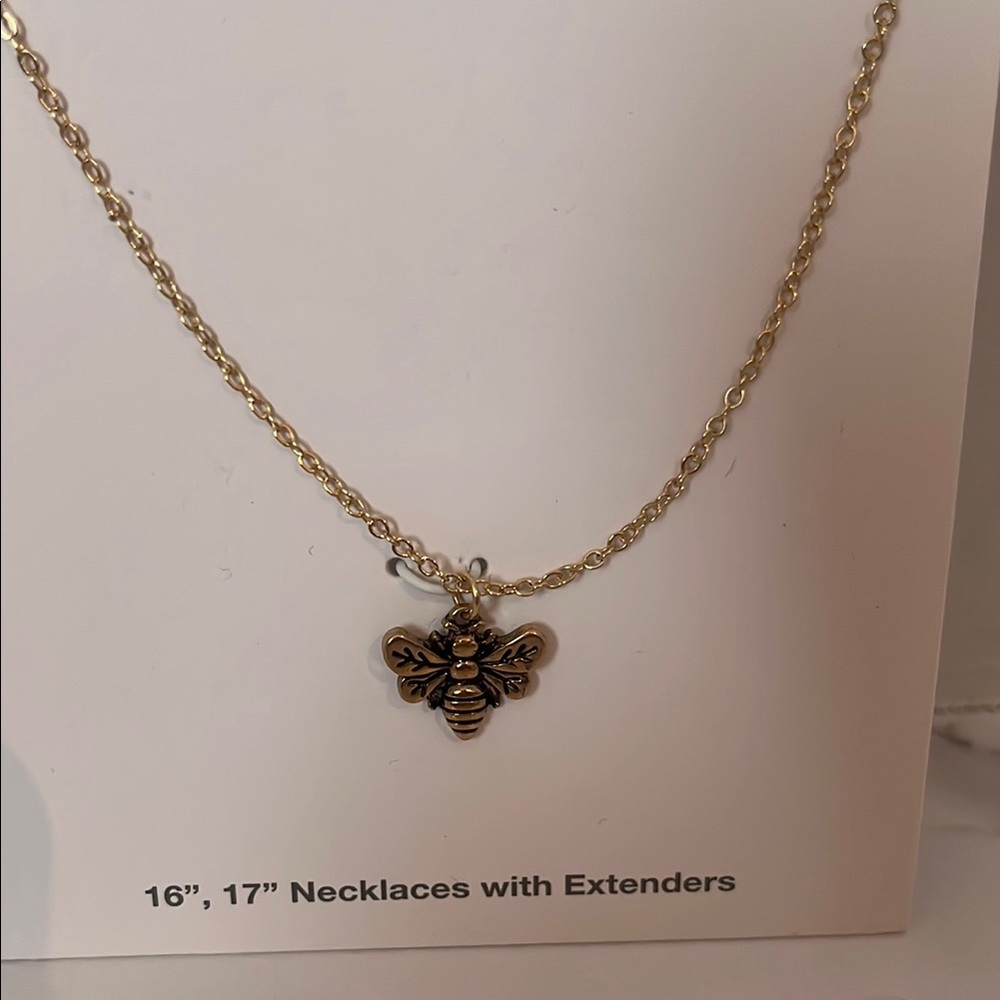 Gold Bee Pendant Necklace